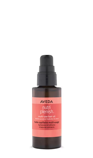Aveda Nutriplenish multi-use hair oil — plant-derived ingredients with responsible packaging