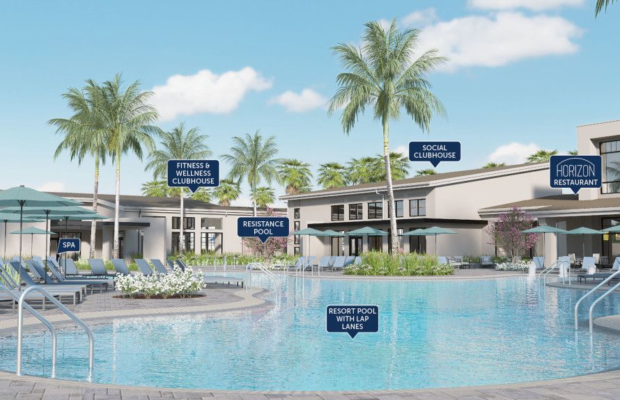 Resort-style pool at Del Webb Lakewood Ranch 55-plus community