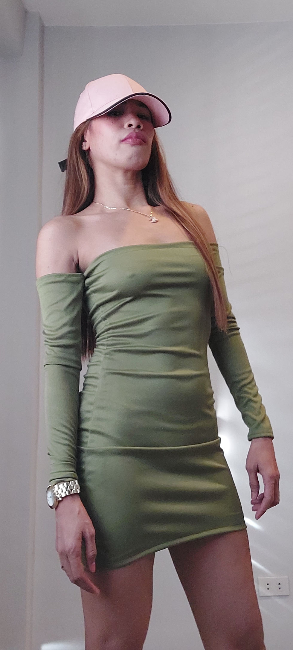 Thumbnail: Silky Green strechable dress  💞💖💘💗