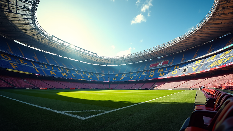 Eye-level view of Camp Nou stadium exterior in Barcelona