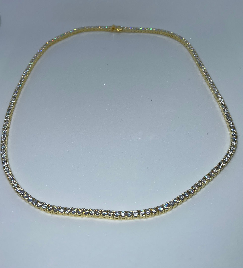 Thumbnail: 3mm 20 inch Moissanite Tennis Necklace Yellow Gold