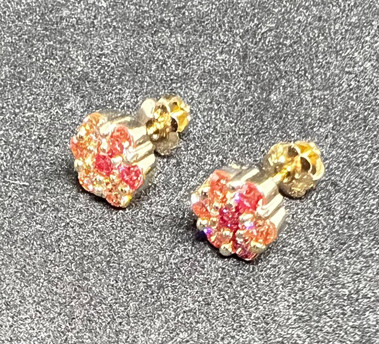 14K Cluster Earrings With Pink Lab Diamonds