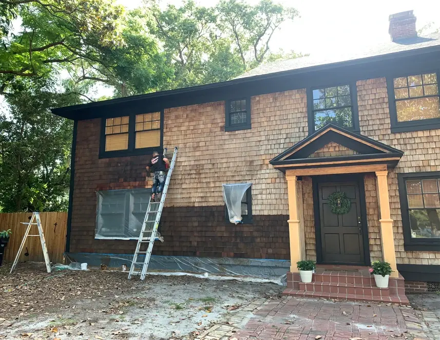 Staining the Exterior Shingle Siding