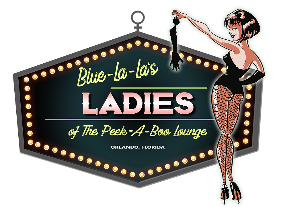 Marquee sign for Blue-la-la's LADIES of The Peek-A-Boo Lounge, Orlando, Florida