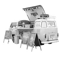 Vintage food truck serving food on the s