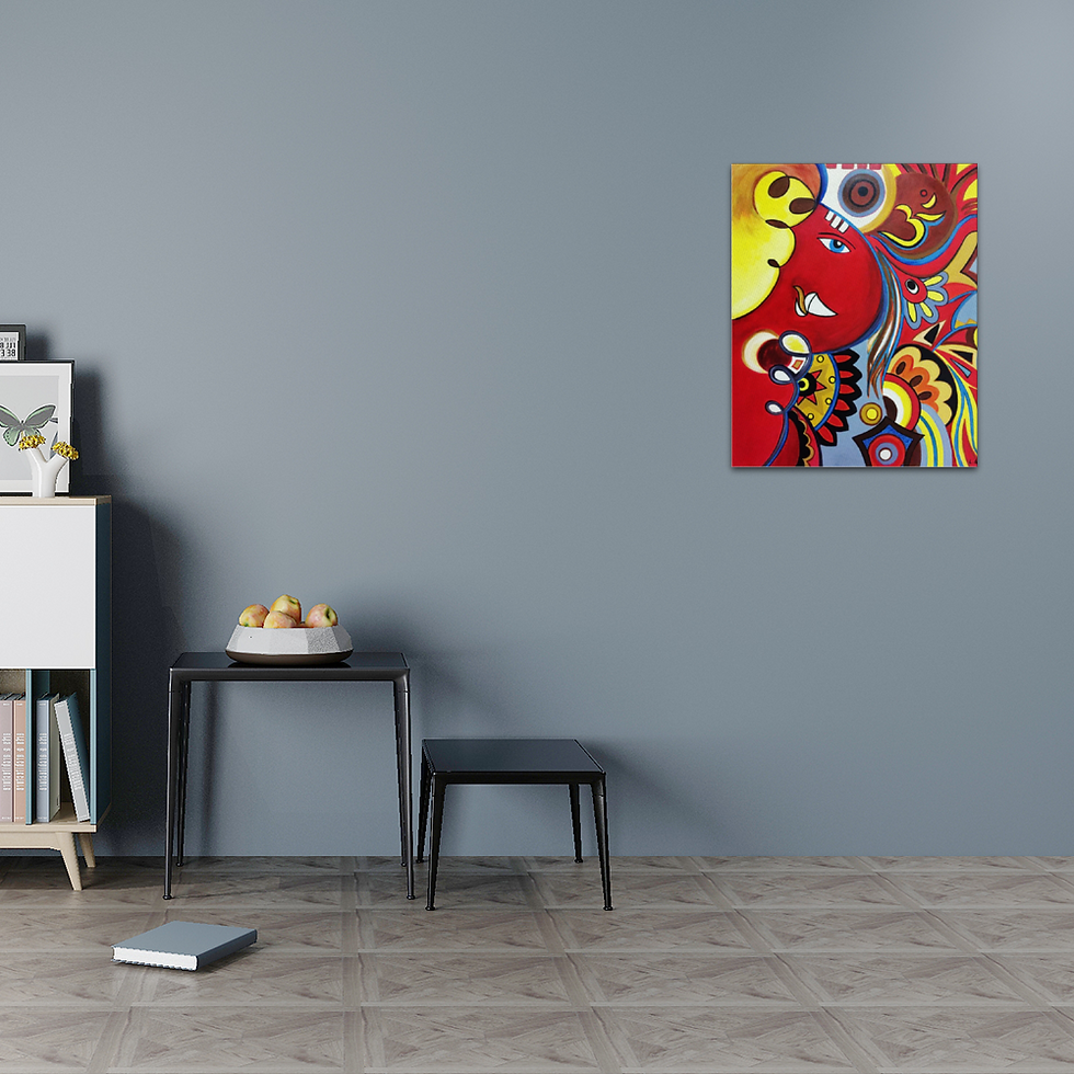 Canvas Art - Red Abstract Ganesha