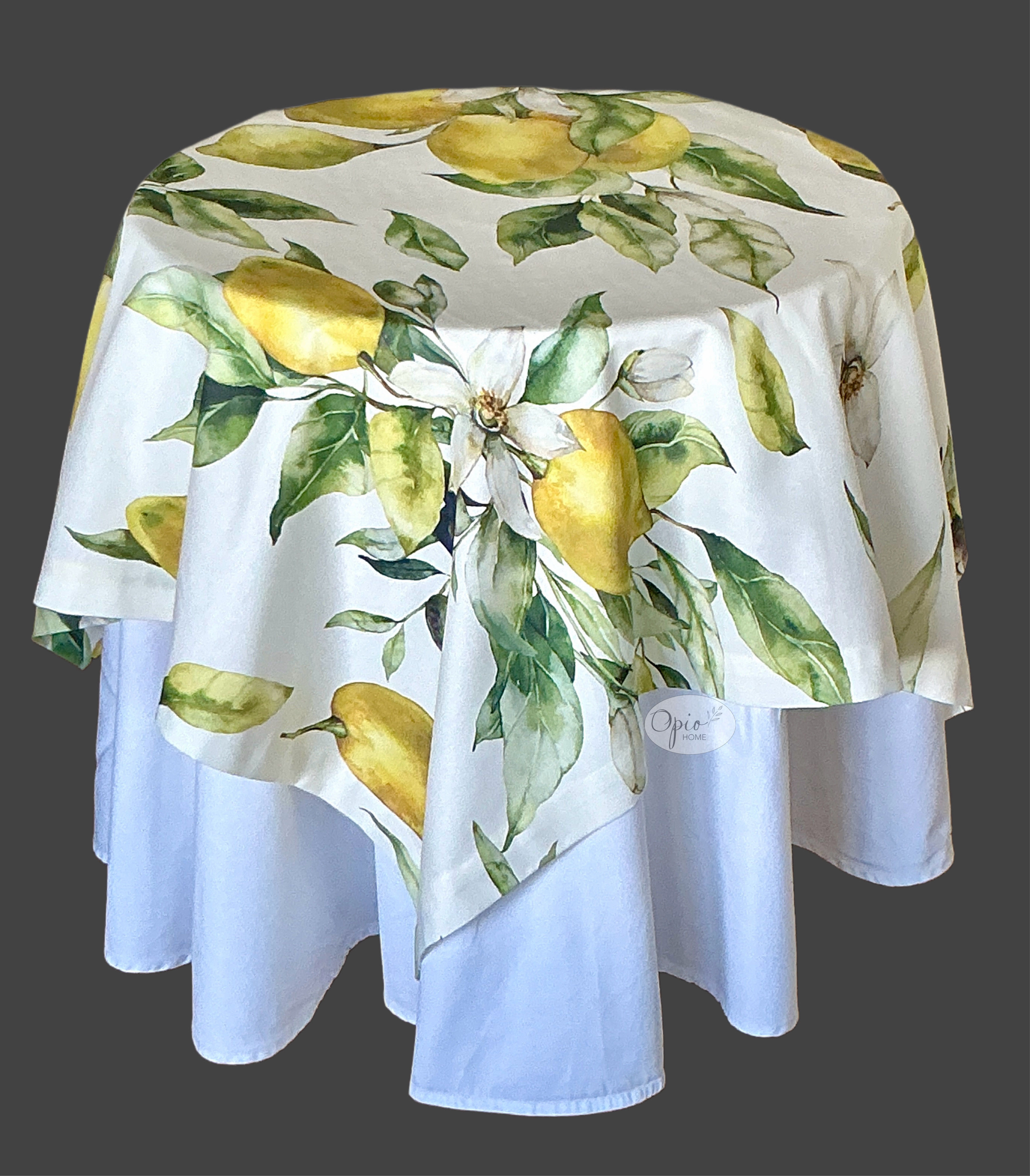 Flowering Lemons Italian Cotton Table Topper