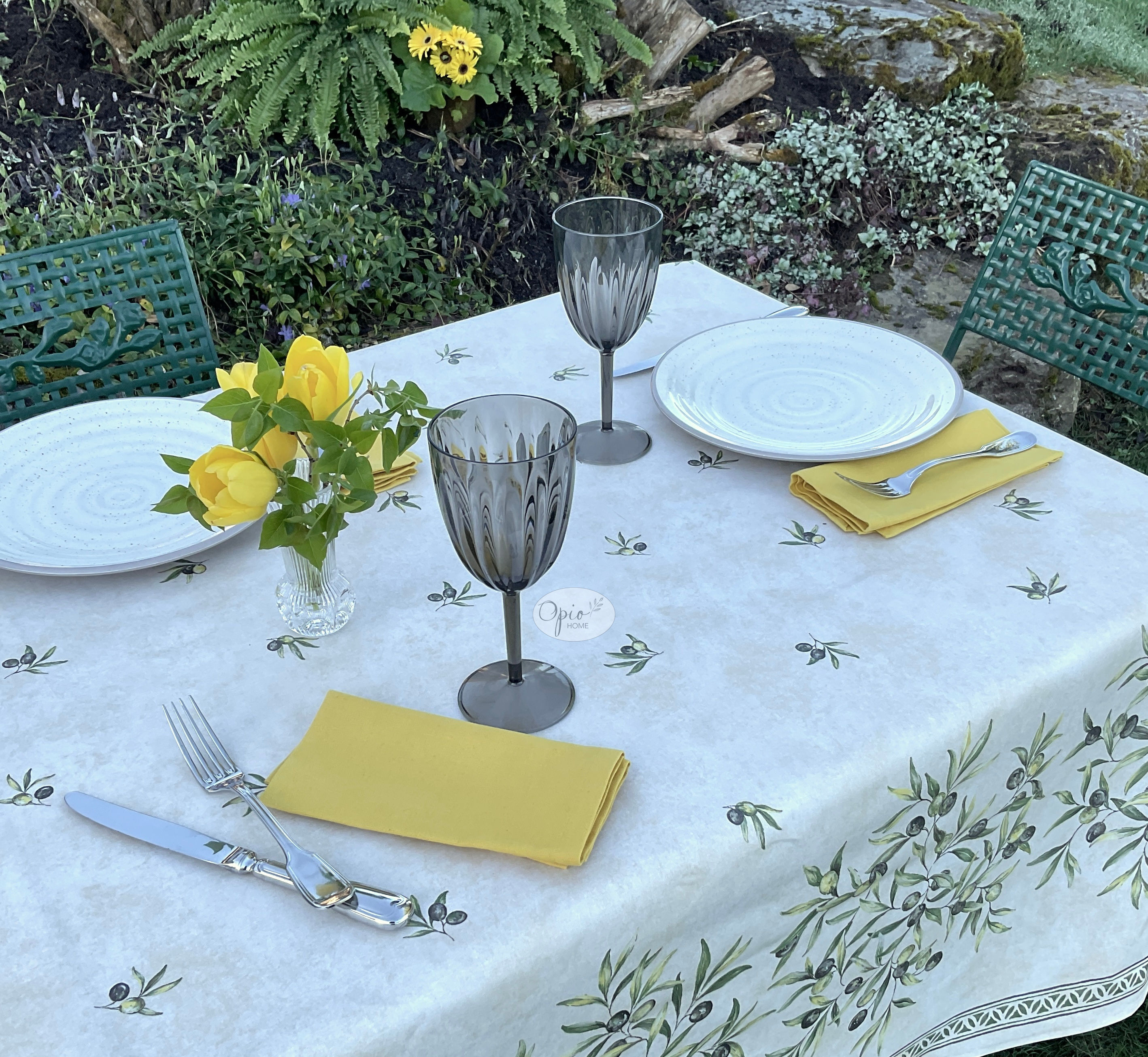 Oliveraie Ecru Rectangular Coated Cotton