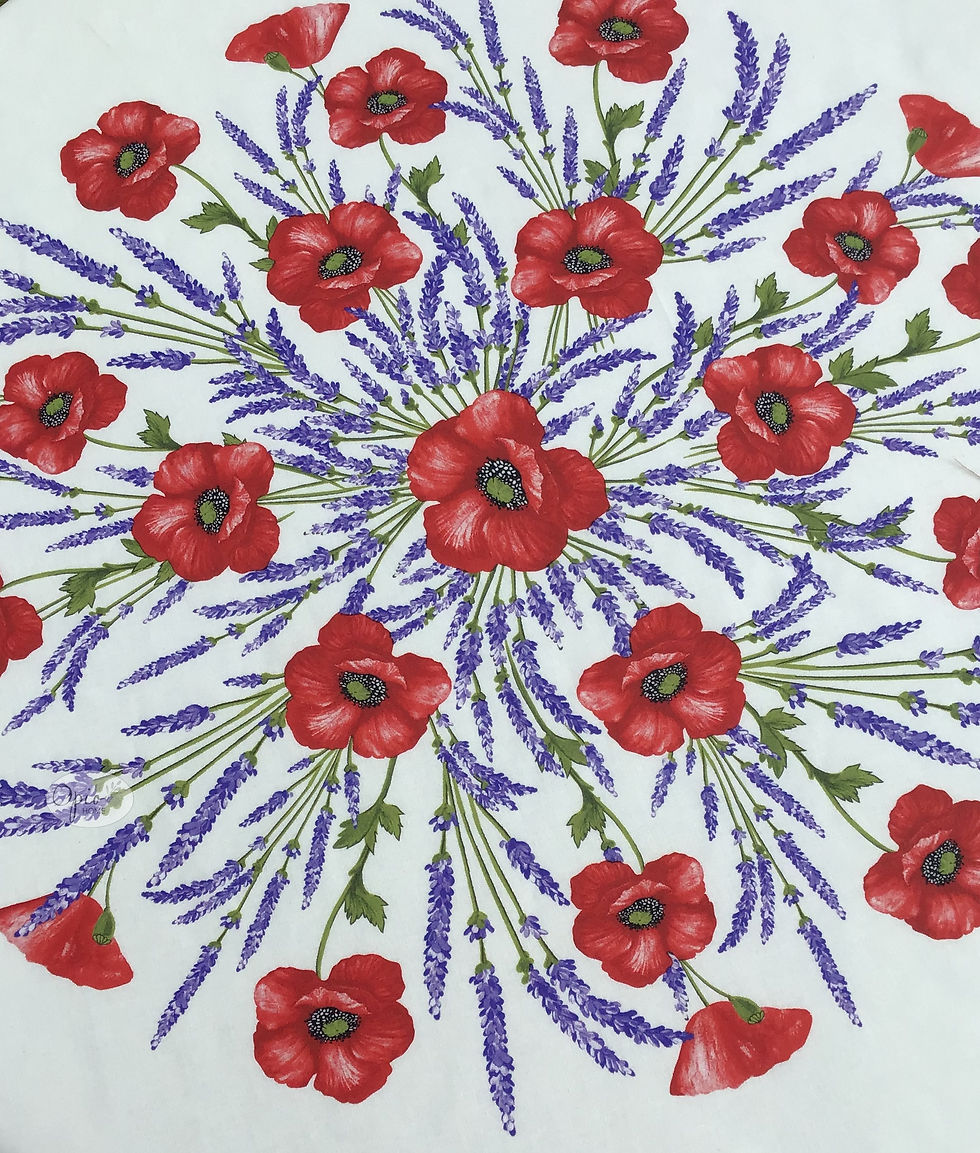 Thumbnail: Poppies - Ivory Round Coated Cotton