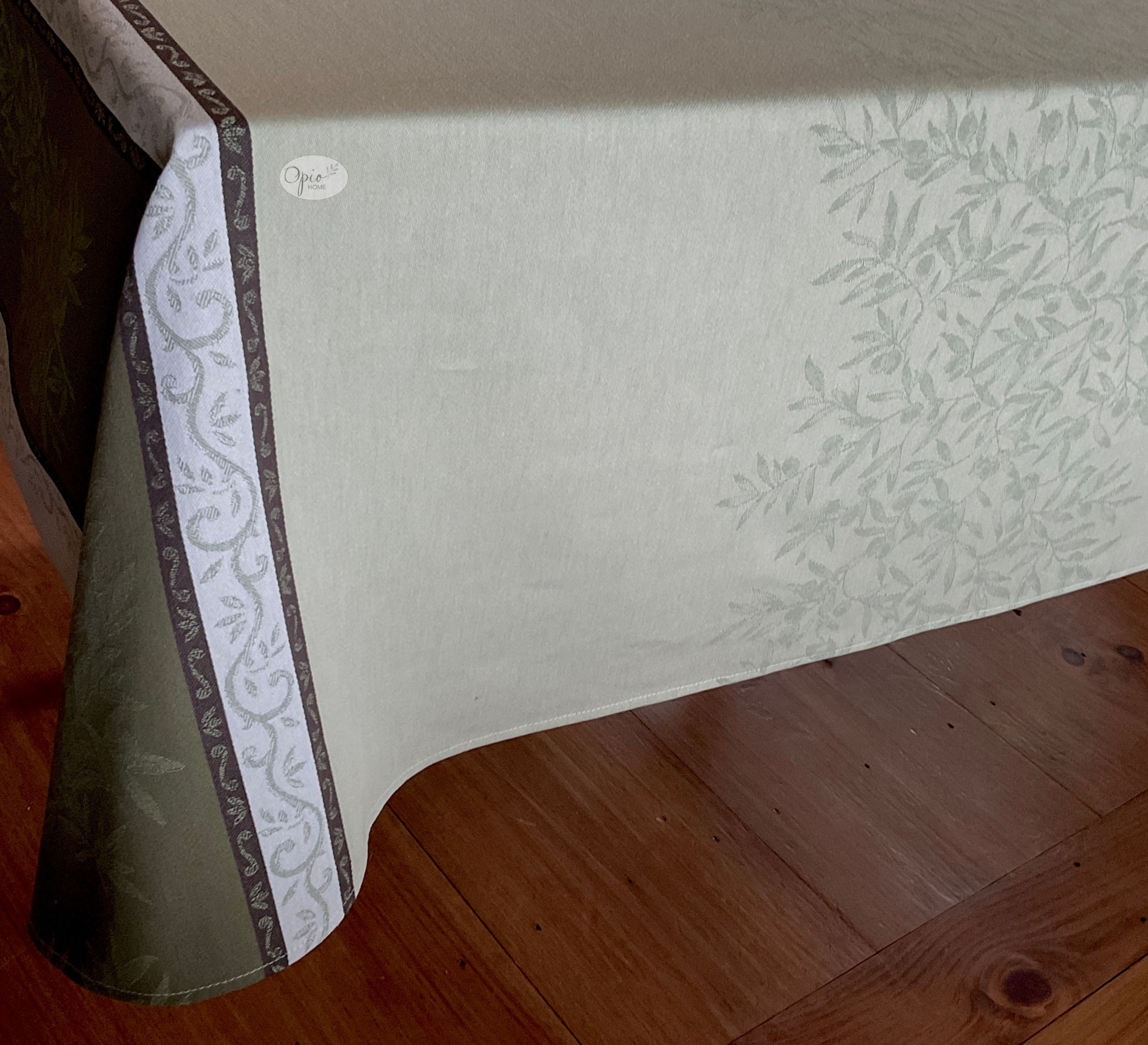 Olives Green Double Border Jacquard Tablecloth
