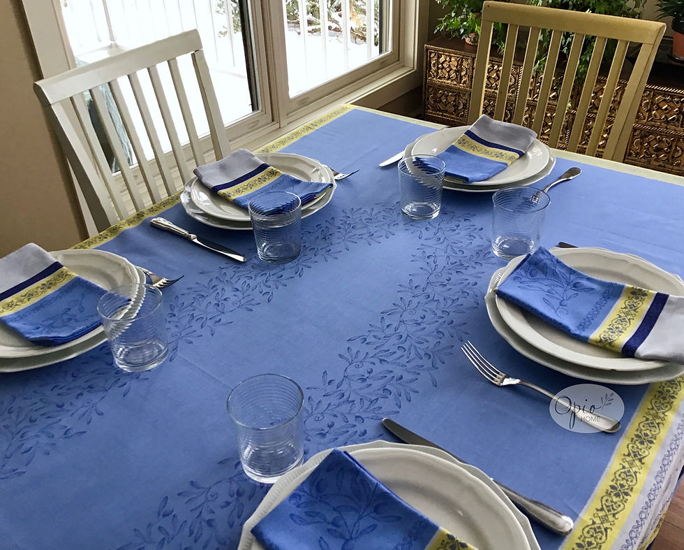 Thumbnail: Olivia Blue Jacquard Tablecloth