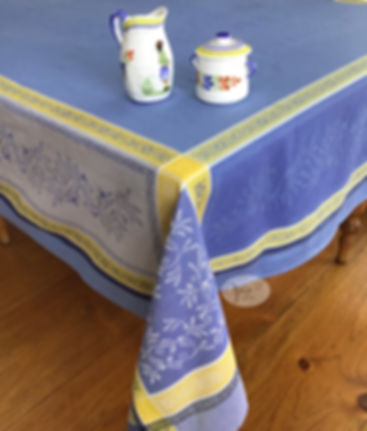 Olivia Blue Jacquard Tablecloth
