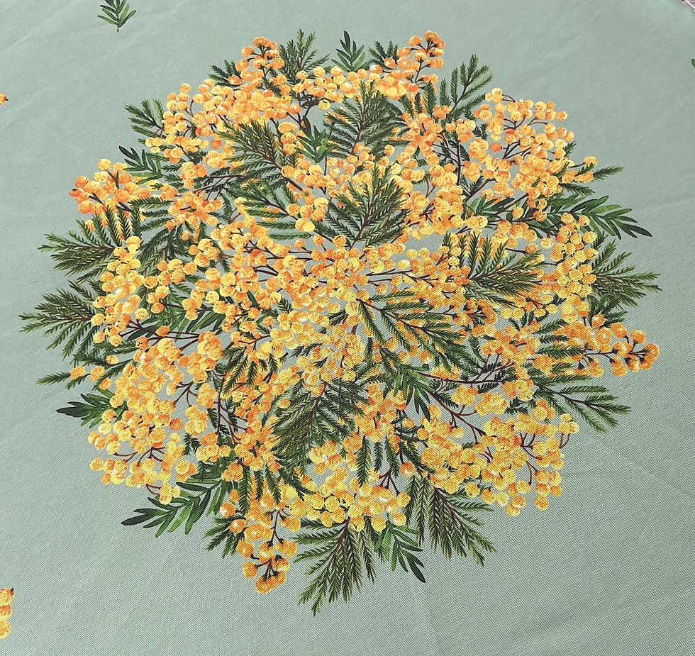 Thumbnail: Tissus Toselli Mimosa Green Coated Cotton Tablecloth