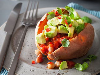 Sweet potato with Spicy Salsa, Chickpeas