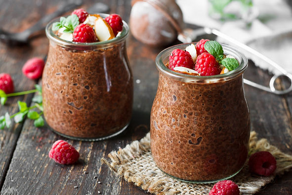 Chocolate Chia Seed Dessert with Raspber