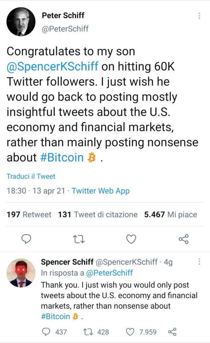 Tweet Peter Schiff vs. Spencer Schiff