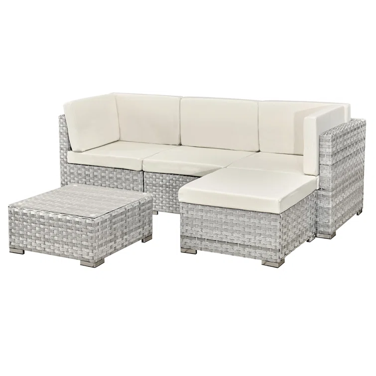 Trinidad Rattan 4 Seat Modular Chaise Lounge Set Not Only SofasNot