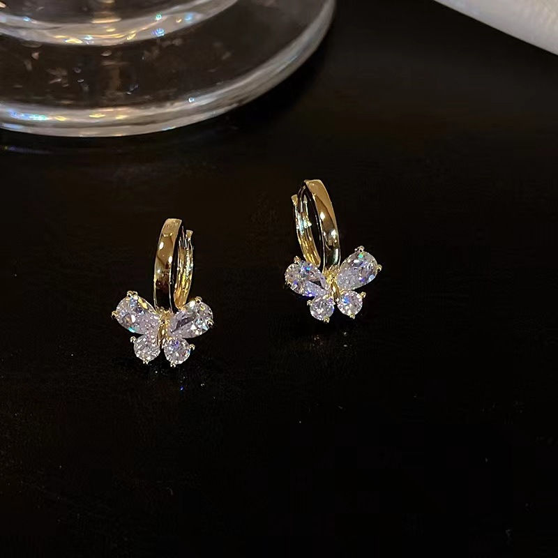 Thumbnail: Celestine Butterfly Zircon Hoop Earrings