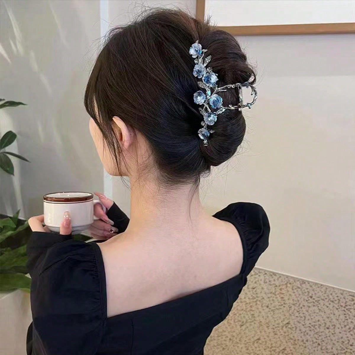 Blue Fairy Orchid & Butterfly Hair Claw Clip
