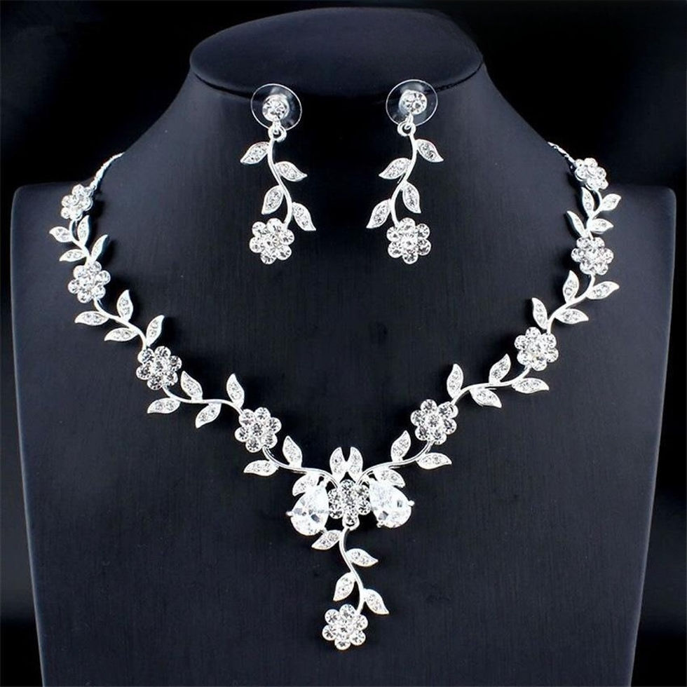Thumbnail: Women’s Bridal Rhinestone Jewellery Set | Necklace, Bracelet & Earrings