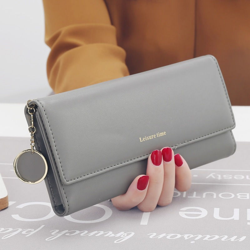 Thumbnail: Women’s Long PU Leather Trifold Wallet | Slim Multi-Compartment Purse