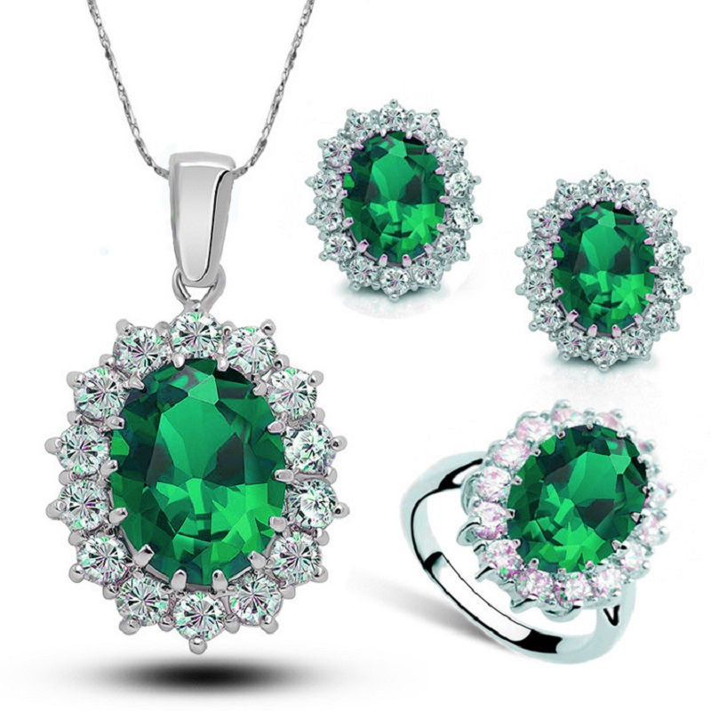 Thumbnail: 925 Sterling Silver Pendant & Earrings Jewellery Set