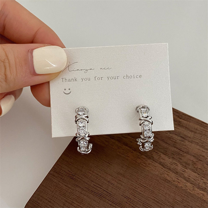 Thumbnail: Seraphine Geometric Cross Stud Earrings