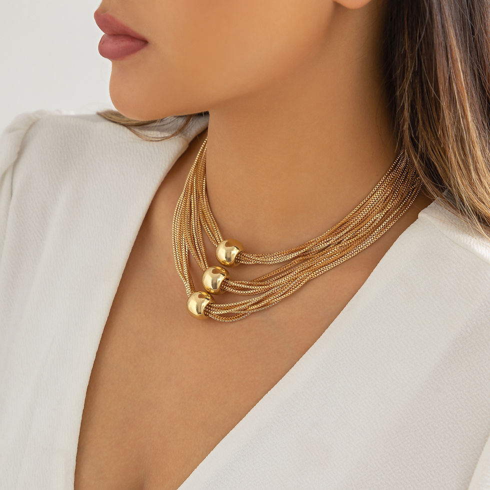 Thumbnail: Vivienne Multi-Layered Golden Ball Choker