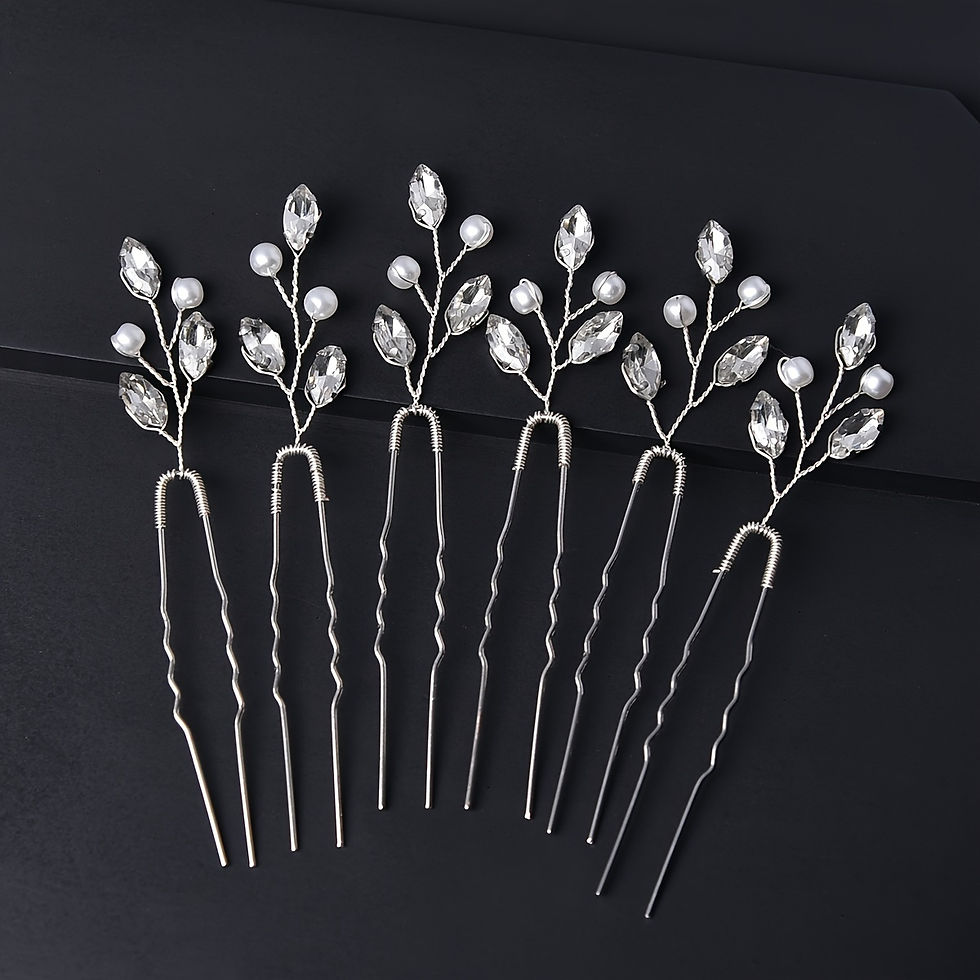 Thumbnail: 6Pcs Faux Pearl U-Shaped Hair Pins Set
