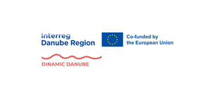 The DINAMIC DANUBE project logo, which shows the connection between researchers, companies, and decision-makers for the development of a sustainable bioeconomy in the Danube region.