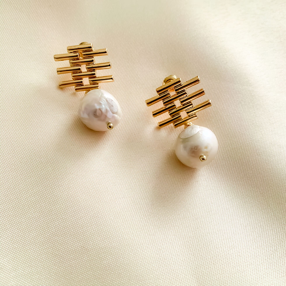 Thumbnail: Harlow 18k gold plated freshwater pearl drop earrings
