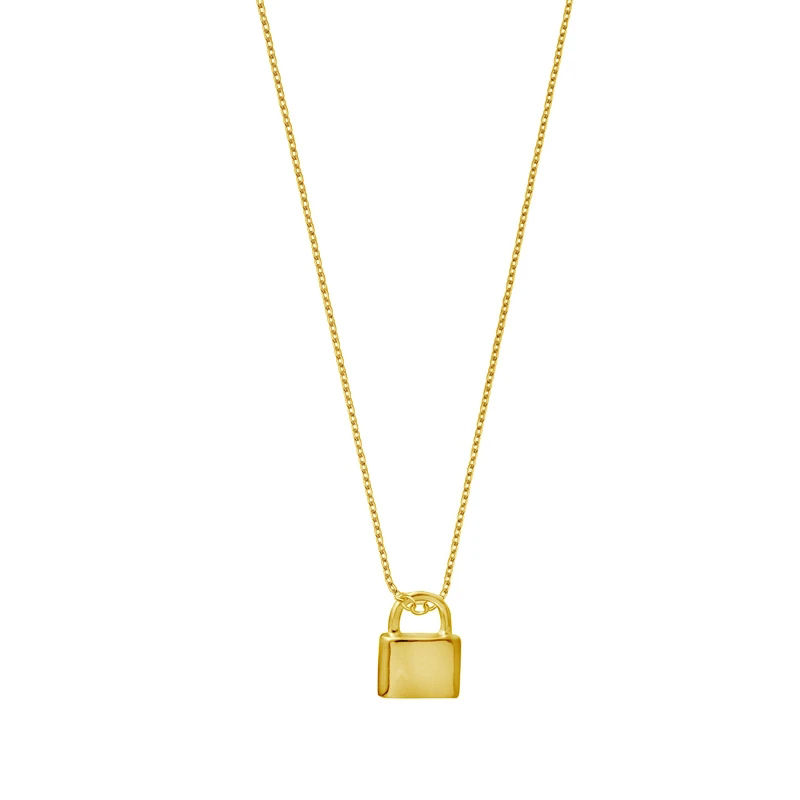 Thumbnail: Gold Lock 925 sterling silver necklace