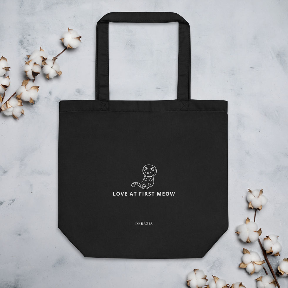 Thumbnail: Space Cat  ~ Black Eco Tote Bag 