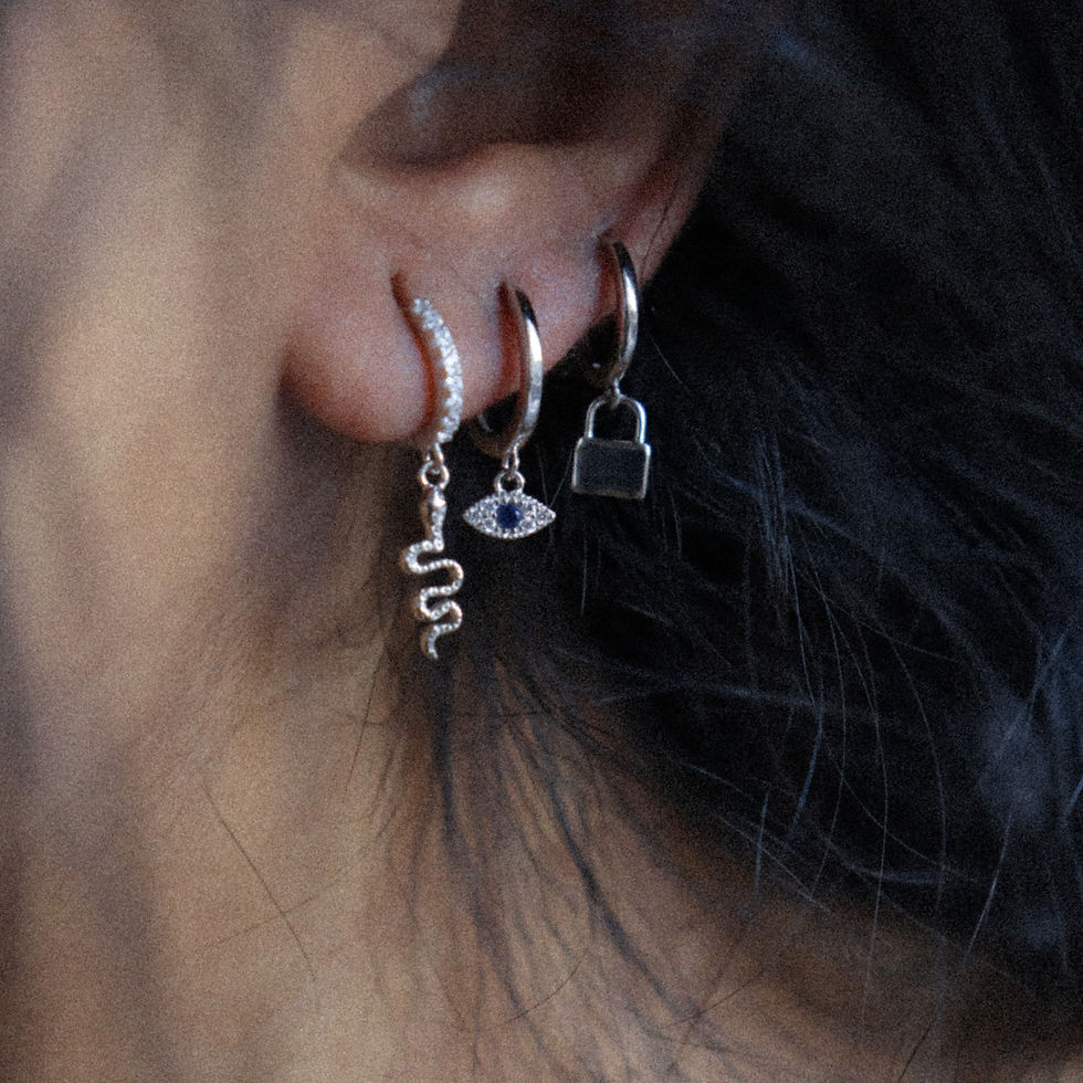 Thumbnail: Serpent 925 sterling silver drop earrings