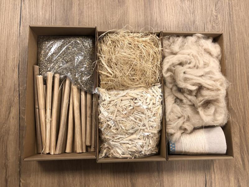 From left to right: The hemp plant's journey: Top left, seeds and stalks below. Top center, fibers, and the fibers separated from the stalks below. Far right, hemp fiber and yarn produced from this fiber. Photo: Gökçen Tuncer