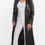 Thumbnail: Ladies 3 Button Matrix Black Full Length Leather Coat