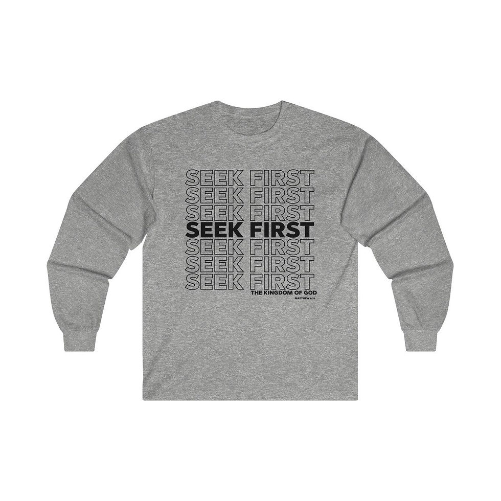 Thumbnail: Seek First Long Sleeve Tee, Matthew 6:33 Shirt,