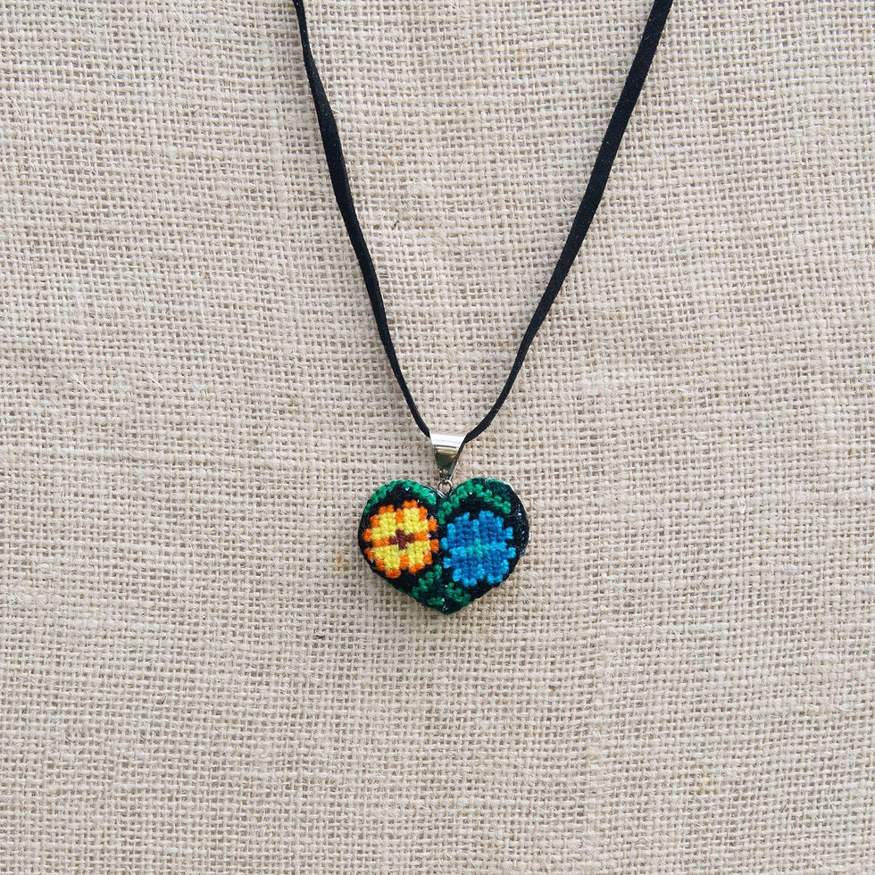 Thumbnail: Ocosingo Heart Embroidered Necklace.