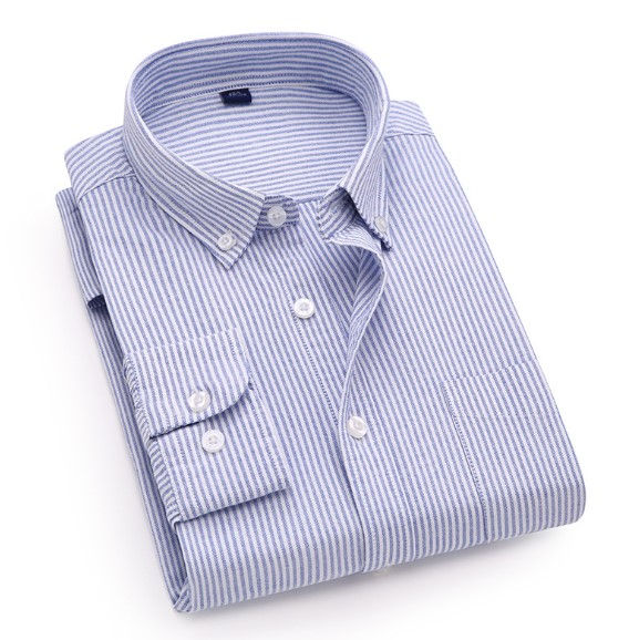 Thumbnail: Cotton Casual Shirt Stand-Up Collar Long Sleeve Men's