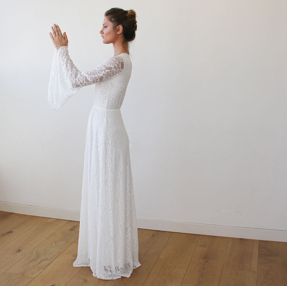 Thumbnail: Bestseller Full Lace Bell Sleeves Dress #1167