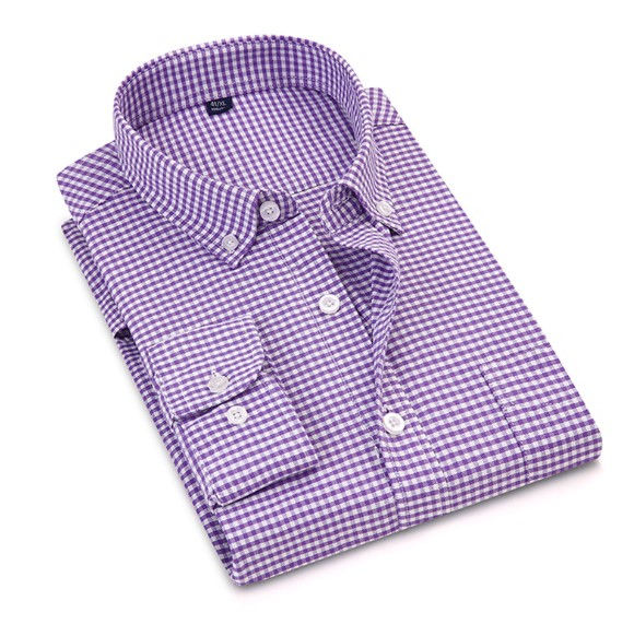 Thumbnail: Cotton Casual Shirt Stand-Up Collar Long Sleeve Men's