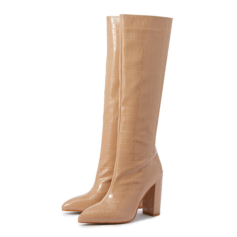 Thumbnail: 2022 Winter New Catwalk With Pointed Toe Chunky Heel Over the Knee Boots