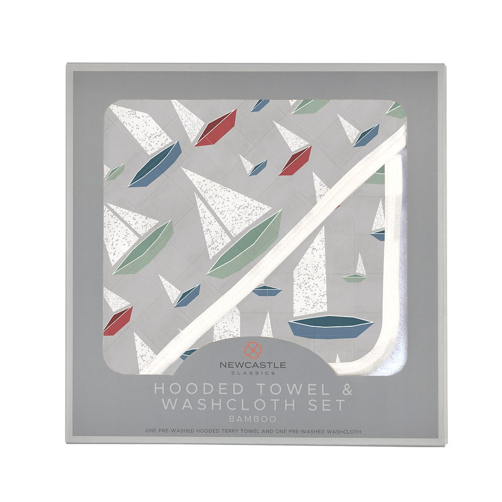 Miniatura: Marina Sailboats Bamboo Hooded Towel and Washcloth Set