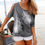 Miniatura: Womens Cut Shoulder Casual T Shirt with Feather Print