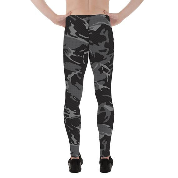 Thumbnail: Mens Leggings - Black Camo Leggings