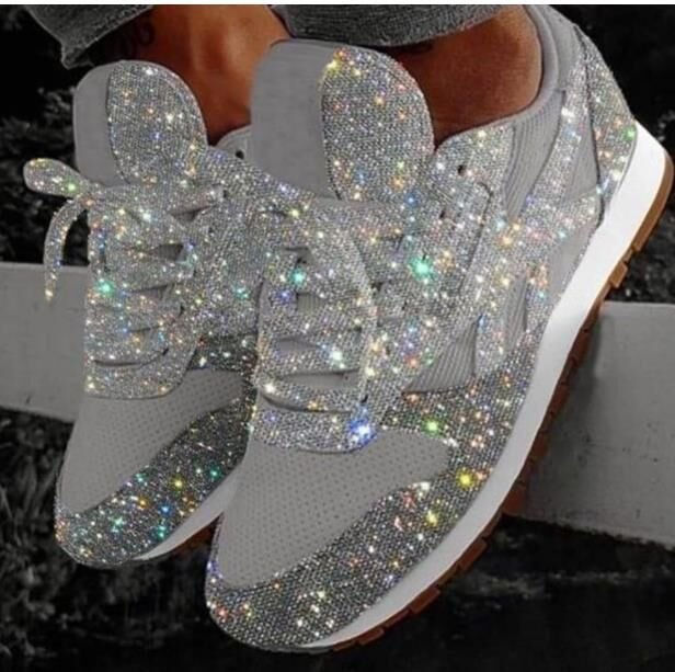 Thumbnail: Custom Fashion Style Ladies Casual Sneakers Comfortable Women Shiny Sports Shoes