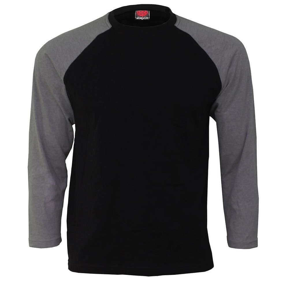 Thumbnail: URBAN FASHION - Raglan Contrast Longsleeve Charcoal Black