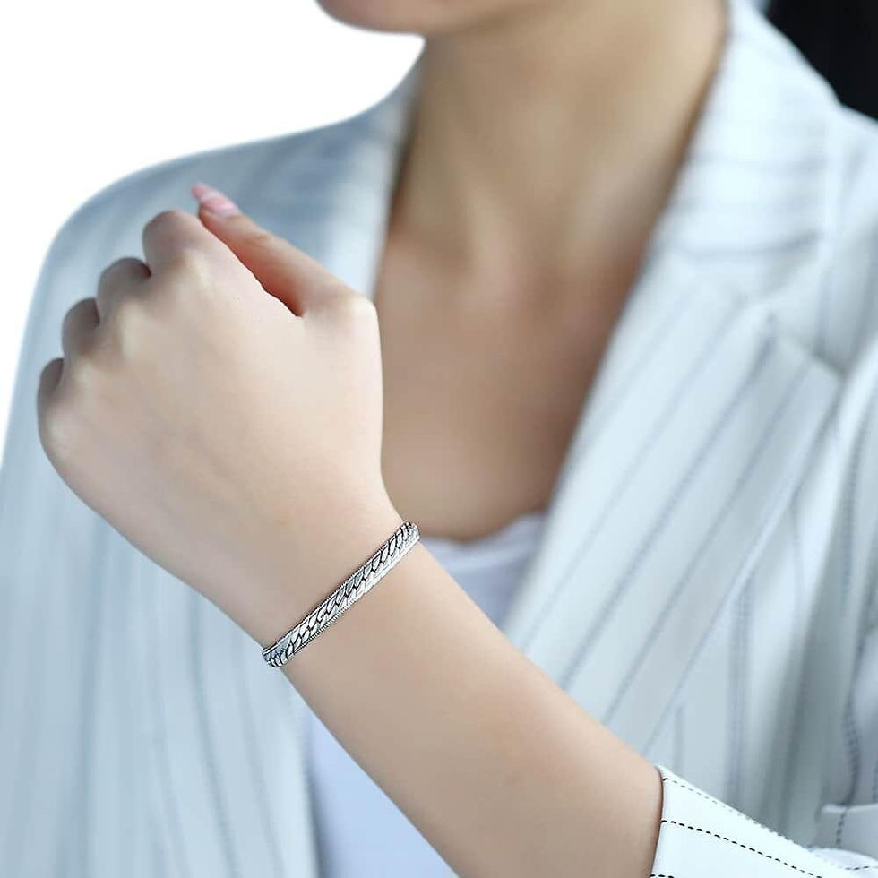Thumbnail: 6mm Snake Curb Link Chain Bracelet for Women Men White Gold Filled