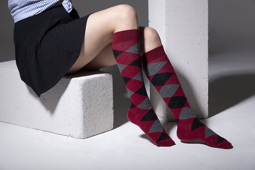 Miniatura: Women's High-Class Argyle Knee High Socks Set