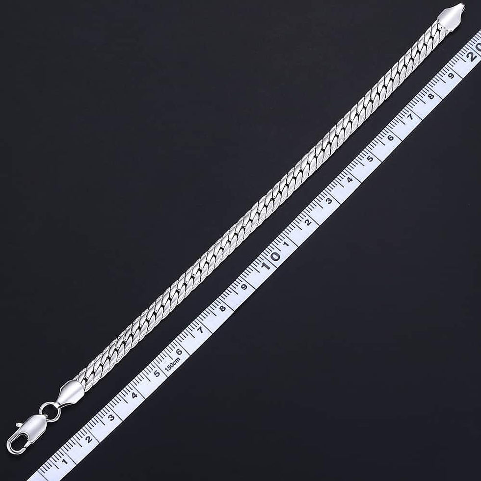 Thumbnail: 6mm Snake Curb Link Chain Bracelet for Women Men White Gold Filled